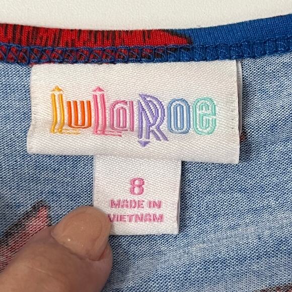 Girls LuLaRoe Gracie American Red Star Tunic Shirt Top Size 8 - Picture 2 of 6